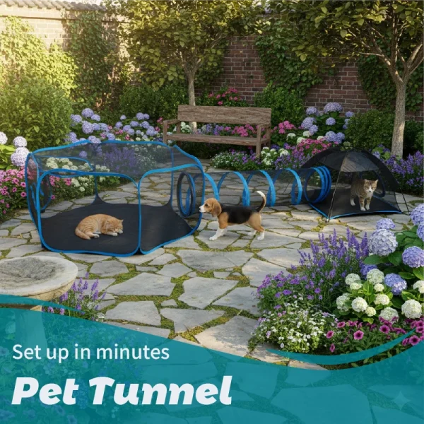 3-in-1 Portable Mesh Pet Fence Playhouse