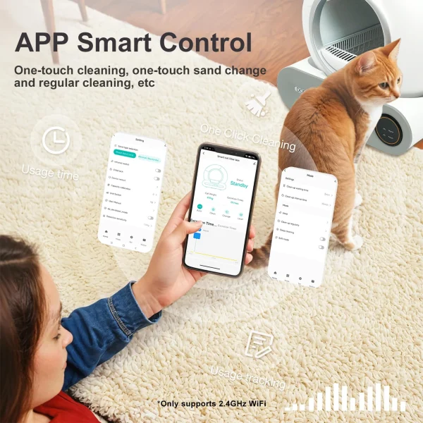Self Cleaning Cat Litter Box 6 Toilet App Control 2.4G WiFi